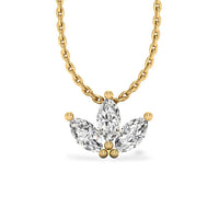 3 Petal Marquise Lab-Grown Diamond + Solid Gold Pendant Necklace