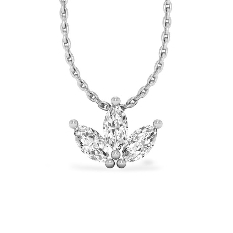 3 Petal Marquise Lab-Grown Diamond + Solid Gold Pendant Necklace
