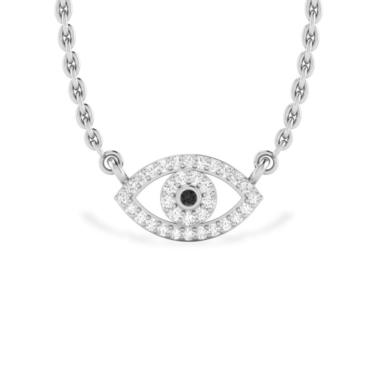 Evil Eye Lab-Grown Diamond + Solid Gold Pendant Necklace