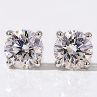 2 TCW Round Lab-Grown Diamond Stud Earrings - 18k White Gold