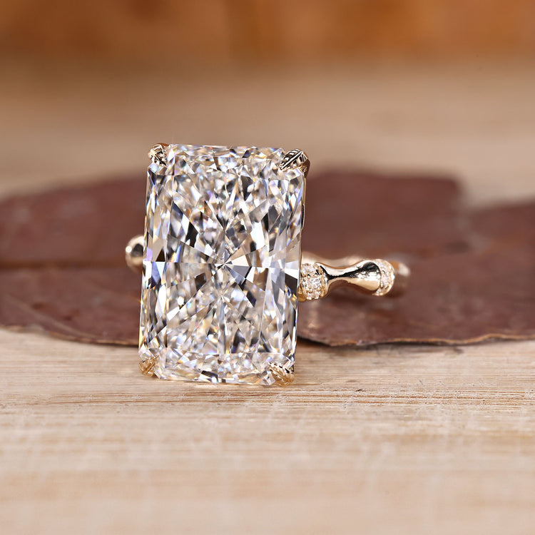 Nature inspired Radiant Cut Diamond Ring design.
