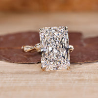 Lab Grown Radiant Cut Diamond Ring pave style.

