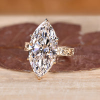 Round diamond hidden halo ring with vintage style.