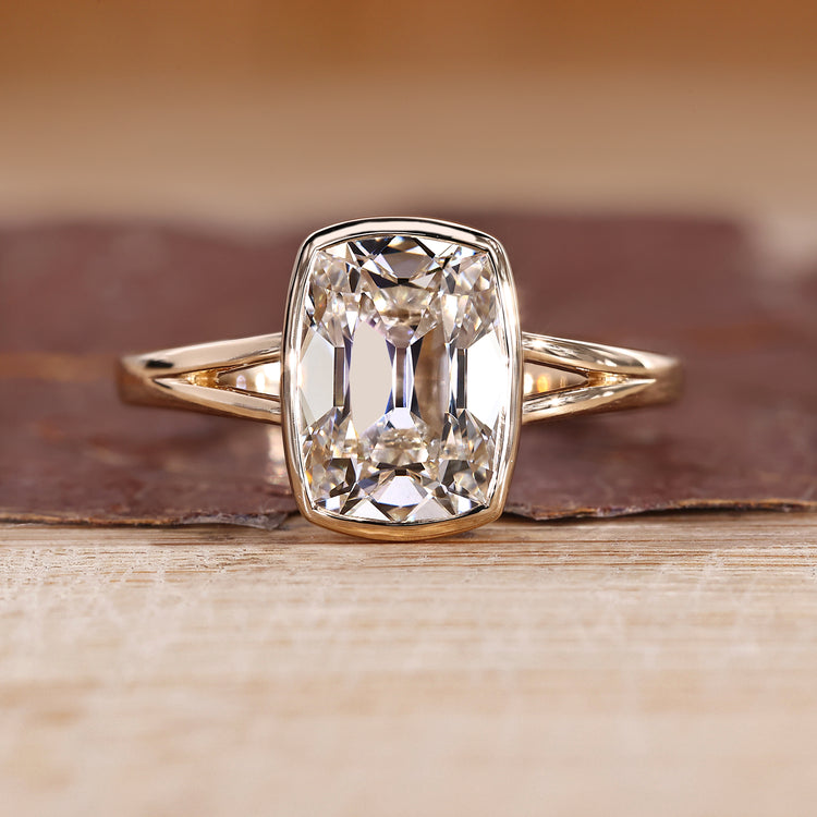 Cushion Old European Cut Ring solitaire style design.

