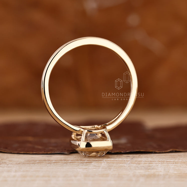 Lab Grown Cushion Old European Cut Ring elegant style.
