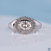 Oval Halo East West Moissanite Signet Ring 0.87 CT - Silver - Size H.25