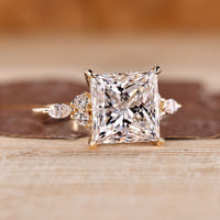 Lab Grown Princess Cut Diamond Ring seven stone style.
