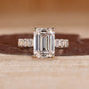 Emerald Cut Diamond Engagement Ring pave bar setting.
