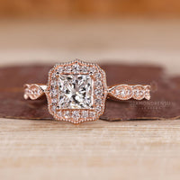 Princess Cut Diamond Ring elegant pave band design.
