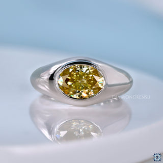 Oval cut engagement ring in solitaire style with east to west setting.