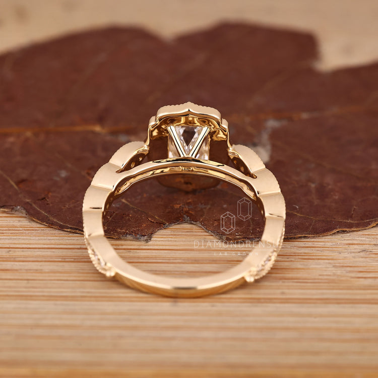 IGI certified Emerald Cut Diamond Ring classic design.
