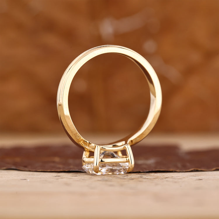 Classic oval lab grown diamond solitaire ring with soft curve band