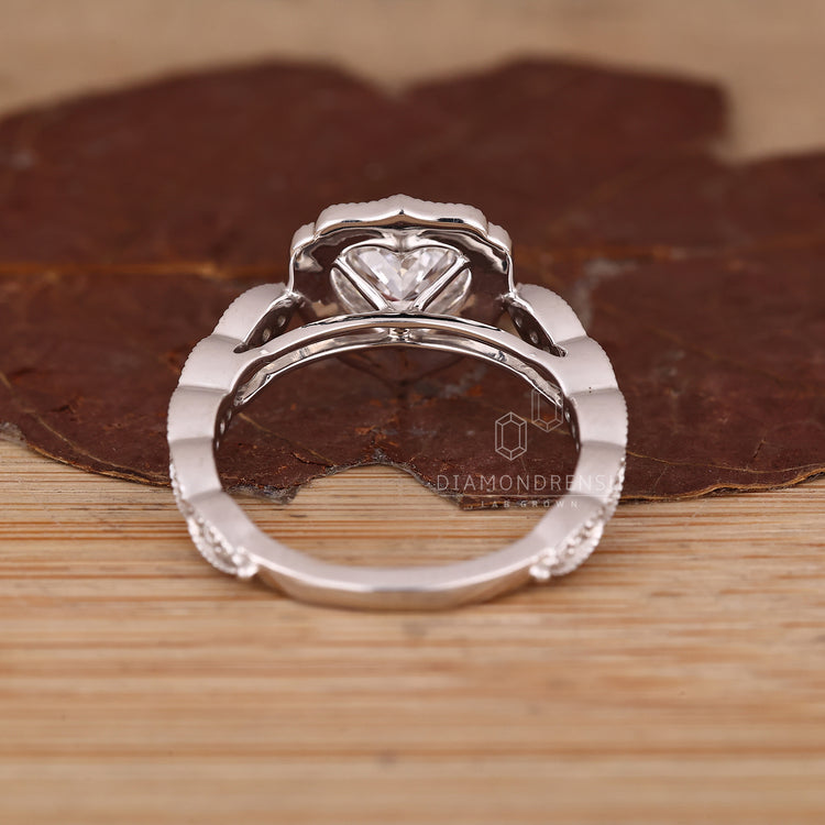 IGI certified Heart Cut Diamond Ring classic design.