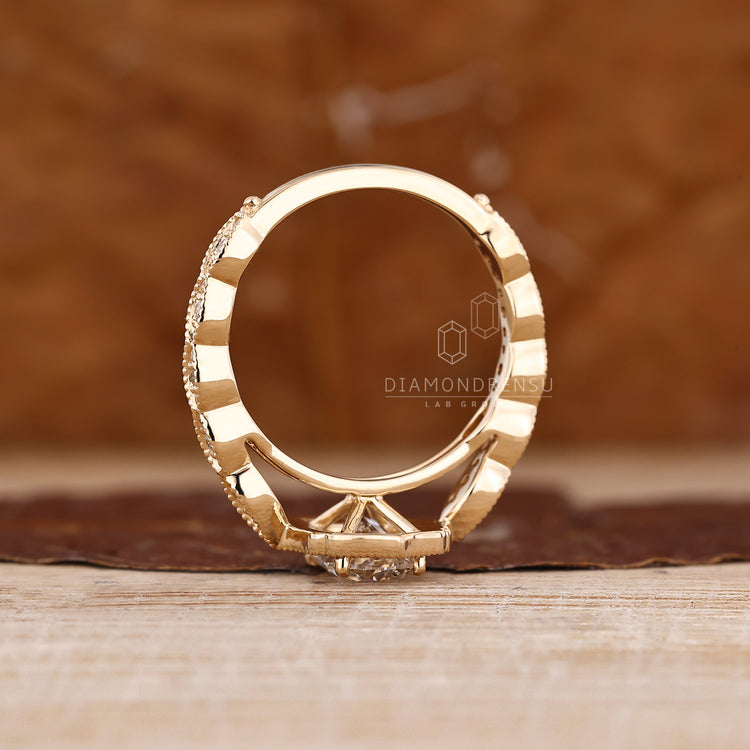 IGI certified Cushion Cut Diamond Ring classic design.
