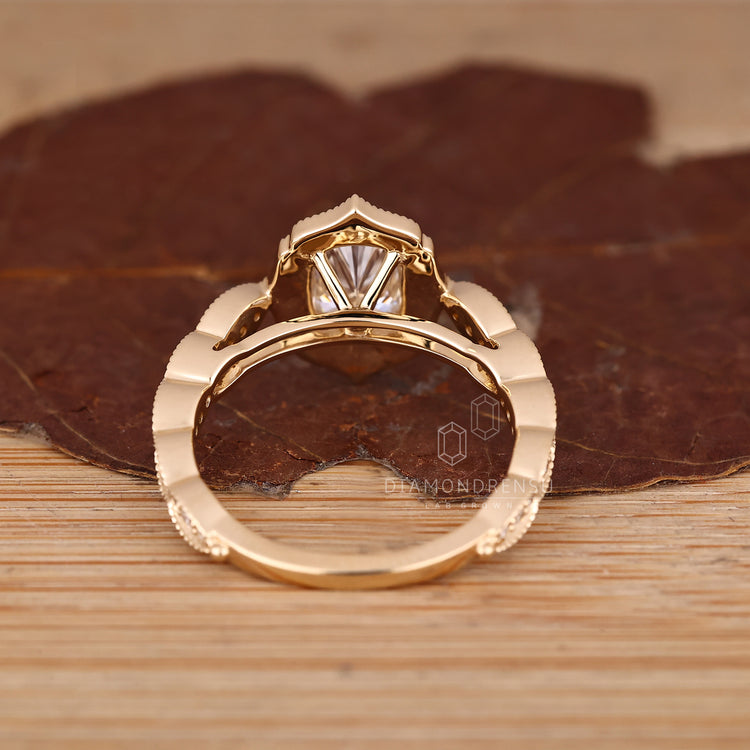 Cushion Cut Diamond Ring refined cathedral setting.
