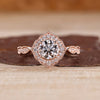 Round Cut Diamond Ring vintage pave milgrain style.
