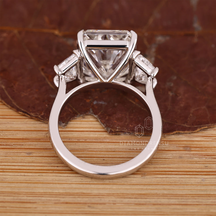 Handmade jewellery radiant cut ring with cathedral setting.