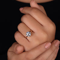 Rose gold ring shown in 2 tone ring design.
