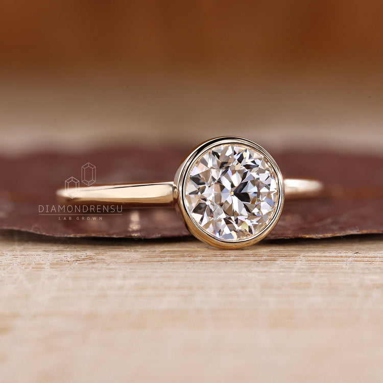Round Old European Cut Ring elegant handmade design.
