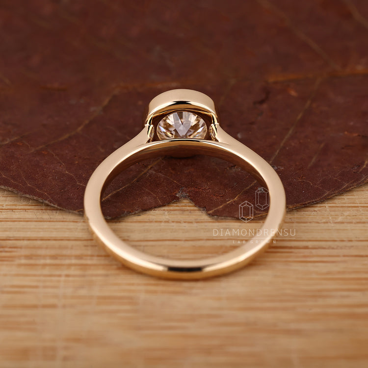 Bezel setting Round Old European Cut Ring handmade.
