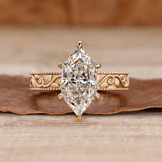Dutch marquise diamond ring hidden halo vintage style.