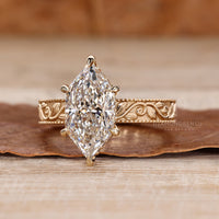 Dutch marquise diamond ring six claw prong.
