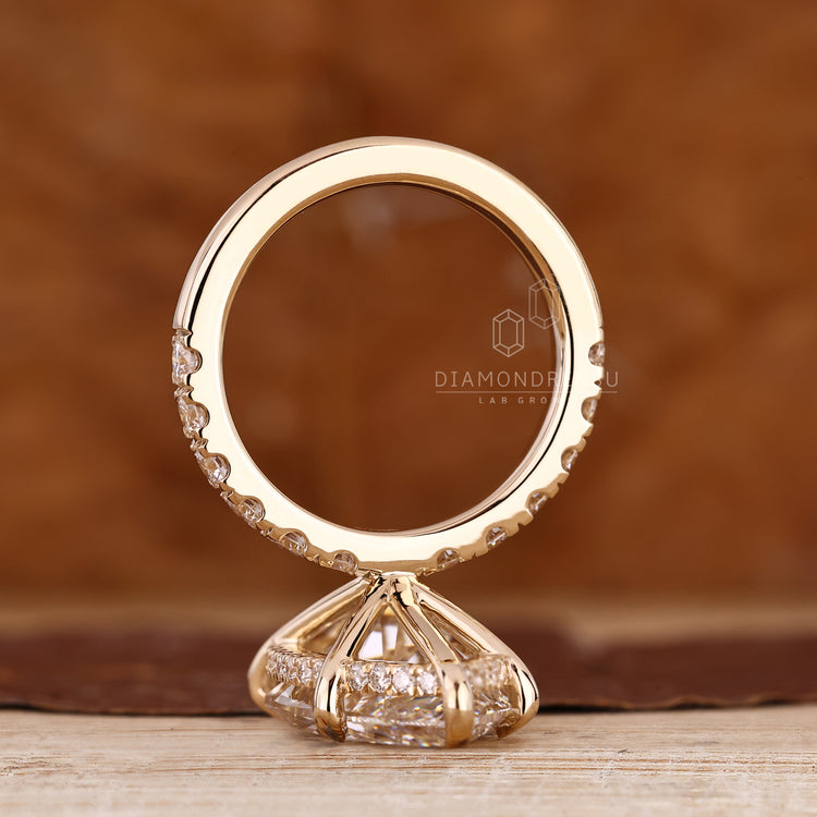 Lab grown diamond marquise engagement ring, IGI certified.