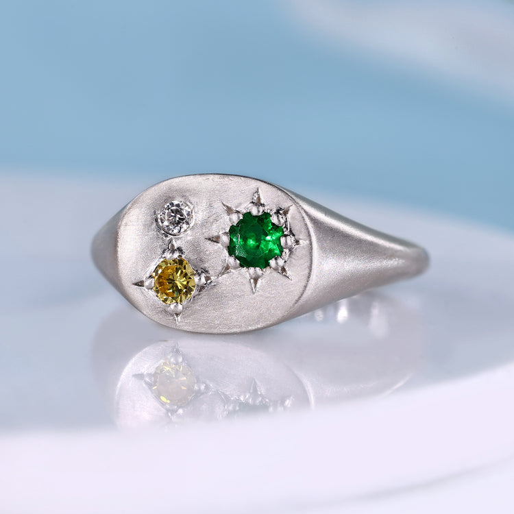 Birthstone ring with one to three birthstones