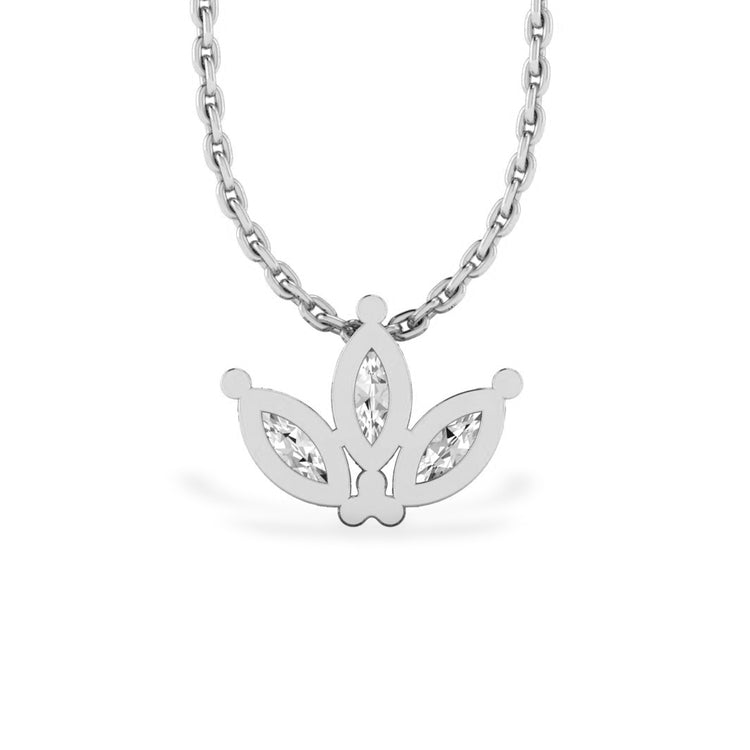 3 Petal Marquise Lab-Grown Diamond + Solid Gold Pendant Necklace