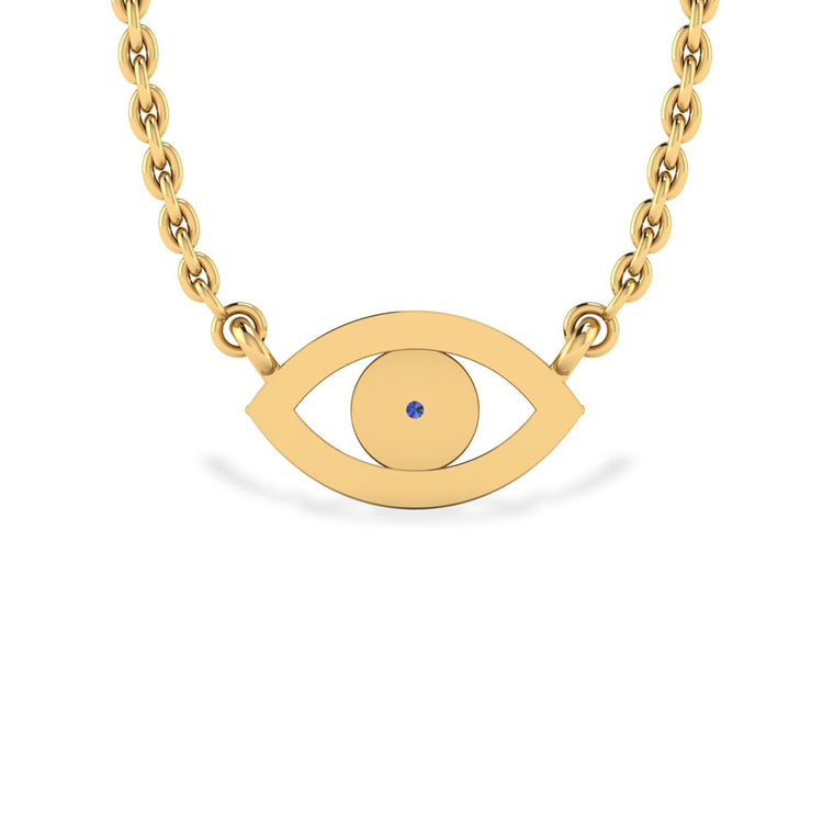 Evil Eye Lab-Grown Diamond + Solid Gold Pendant Necklace