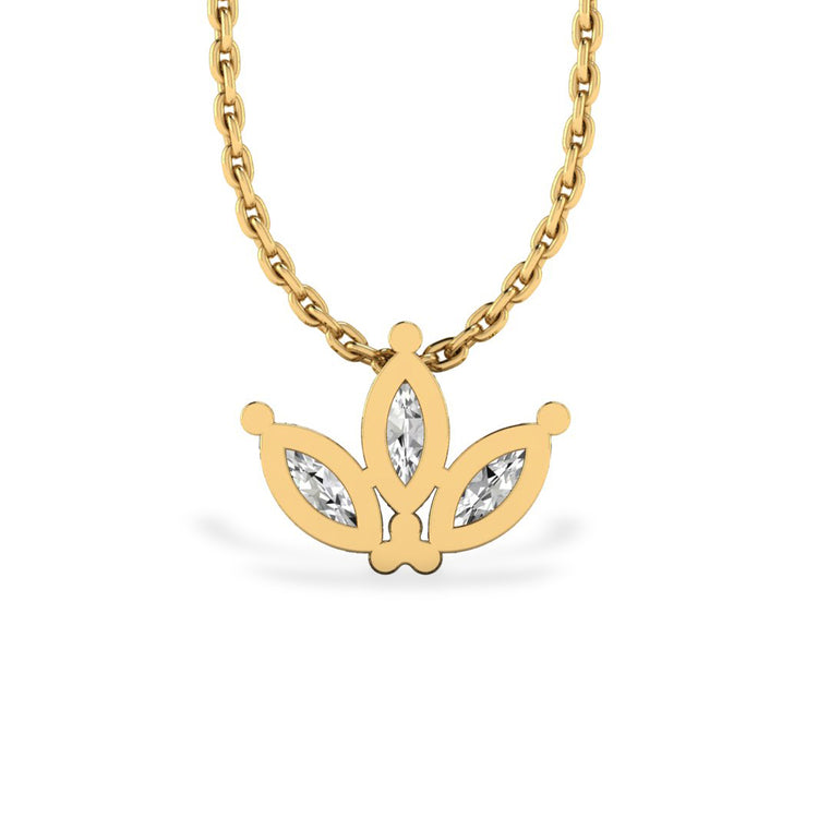3 Petal Marquise Lab-Grown Diamond + Solid Gold Pendant Necklace