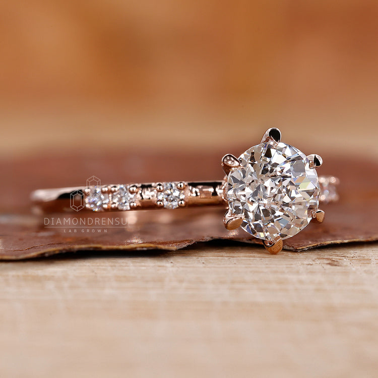 Pave ring setting with 6 prong claw setting.

