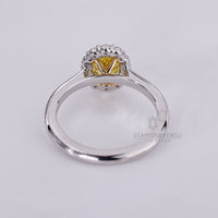 White gold halo diamond engagement ring.
