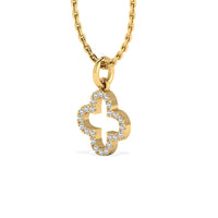 4 Leaf Open Clover Lab-Grown Diamond + Solid Gold Pendant Necklace