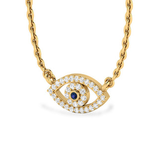 Evil Eye Lab-Grown Diamond + Solid Gold Pendant Necklace
