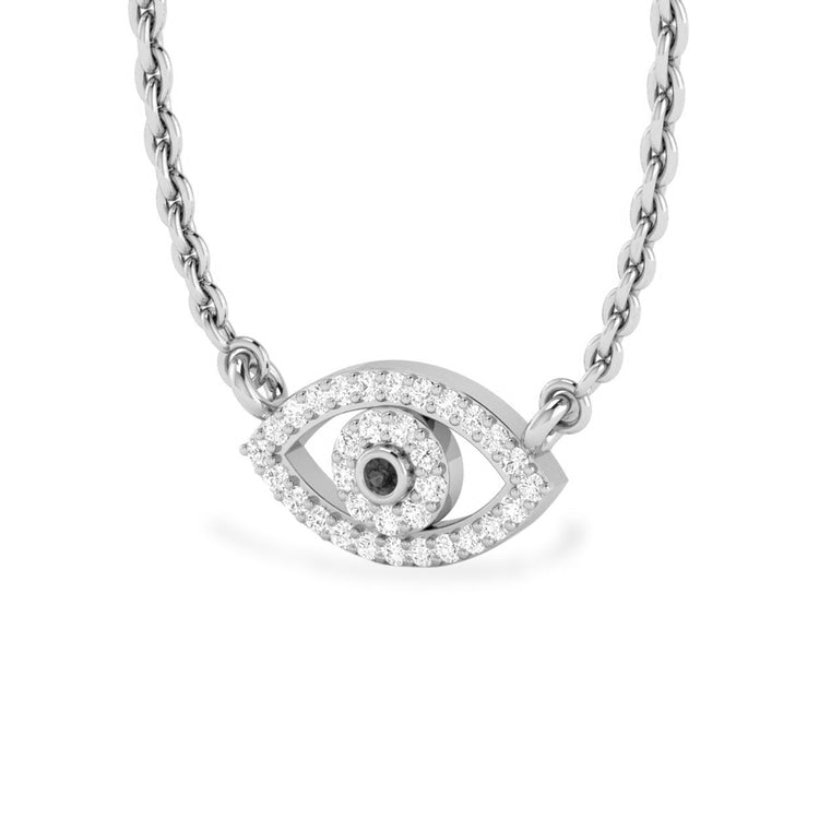 Evil Eye Lab-Grown Diamond + Solid Gold Pendant Necklace