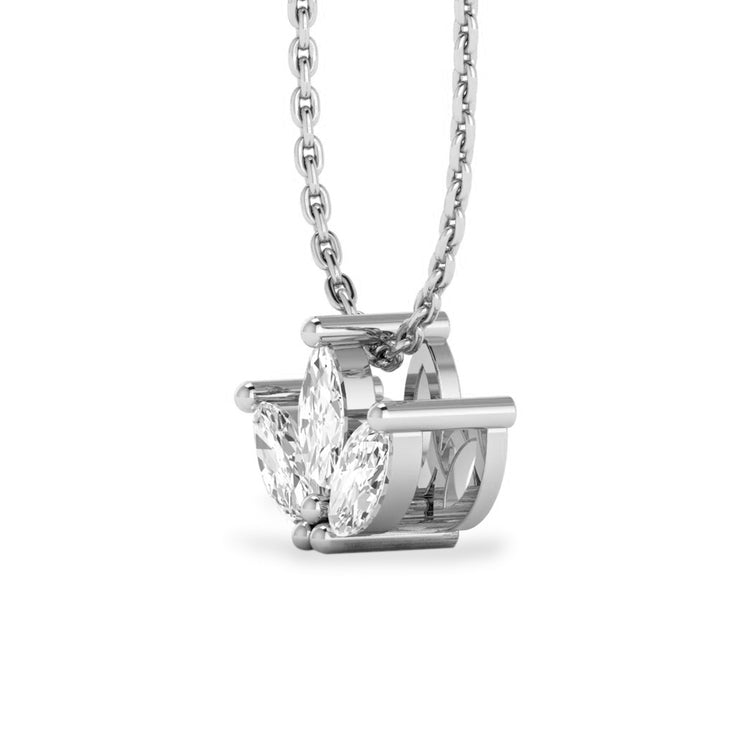 3 Petal Marquise Lab-Grown Diamond + Solid Gold Pendant Necklace