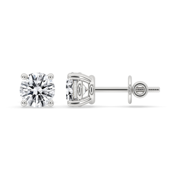 5 MM Round Moissanite Stud Earrings - Silver
