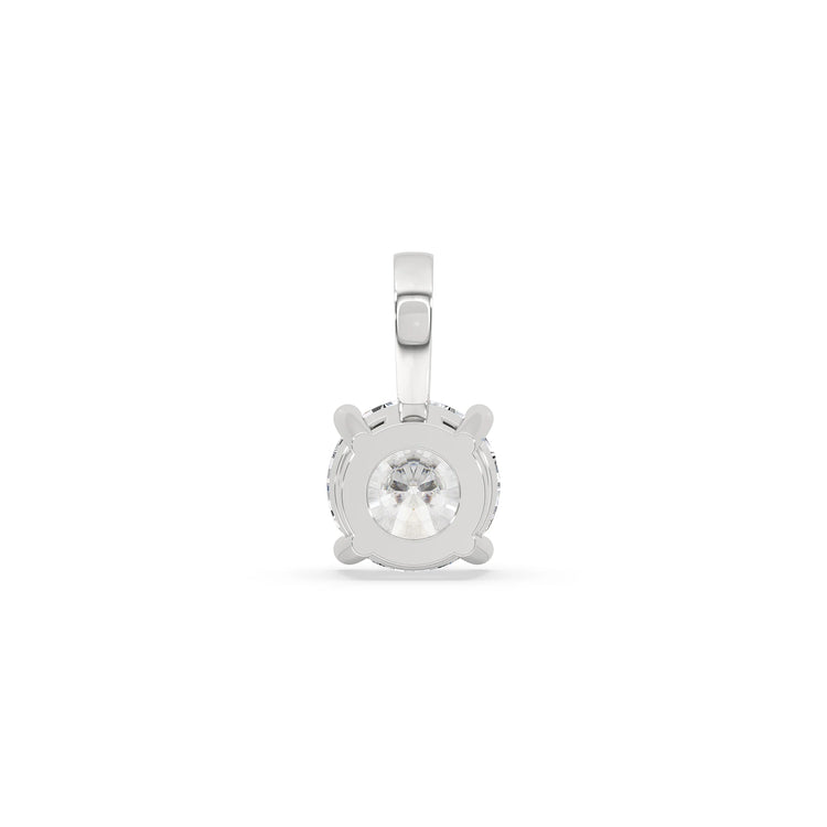 925 Silver Round Cut Moissanite Pendant In Basket Setting