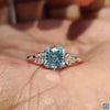 Cushion Cut Cyan Blue Moissanite Hidden Halo Compass Prong Ring 1.2 CT