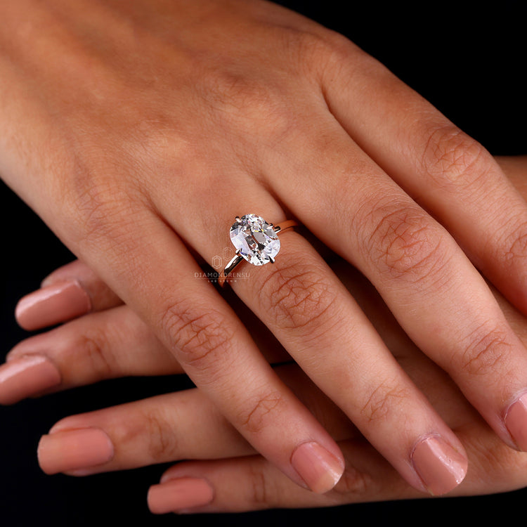 Handmade jewelry crafted with old mine cushion cut diamond ring.

