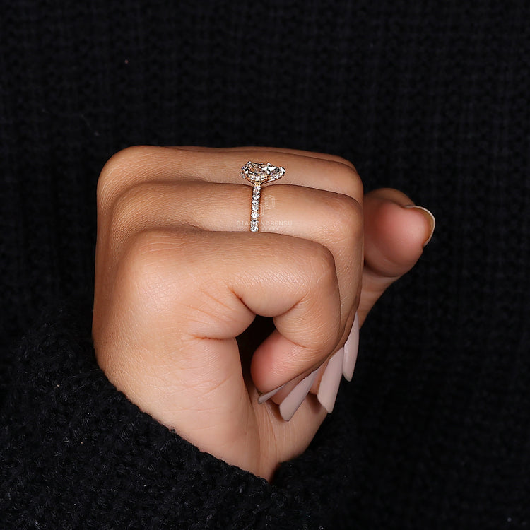 Unique custom engagement ring in yellow gold