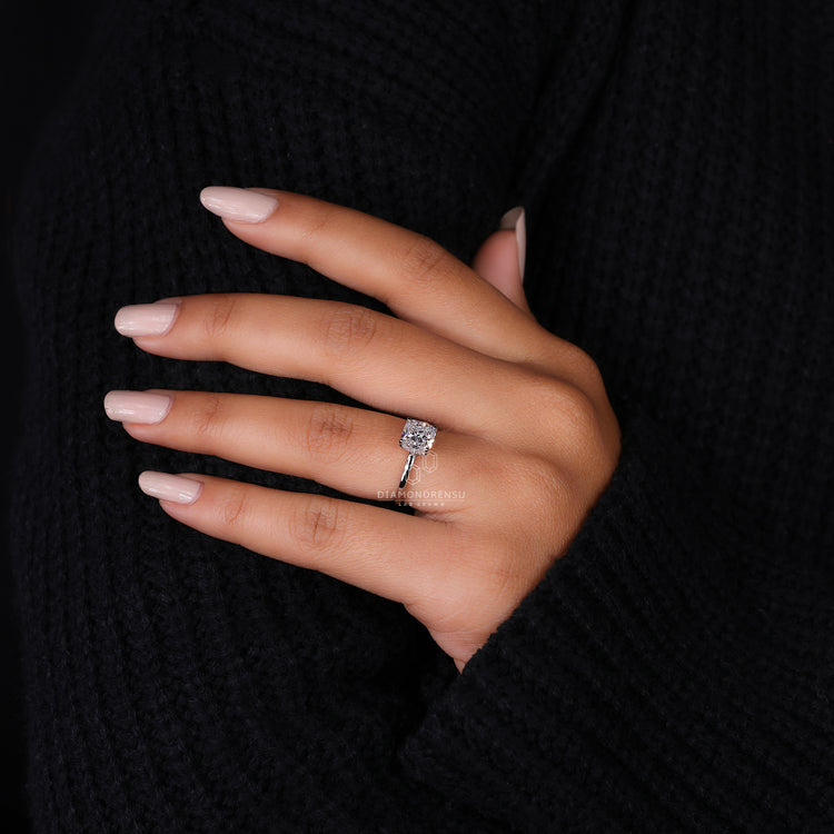 Buy Engagement ring in hidden halo setting.
