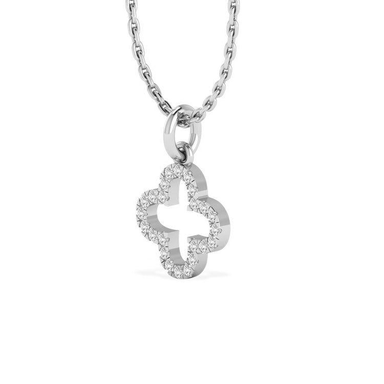 4 Leaf Open Clover Lab-Grown Diamond + Solid Gold Pendant Necklace