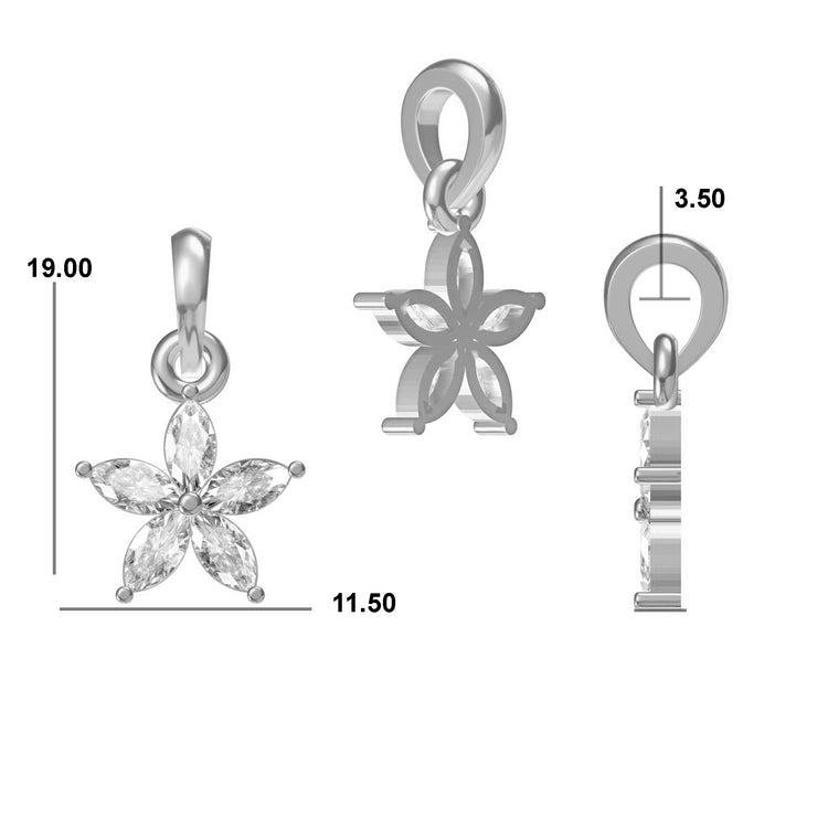 Flower Petal Marquise Cut Lab-Grown Diamond + Solid Gold Pendant Necklace