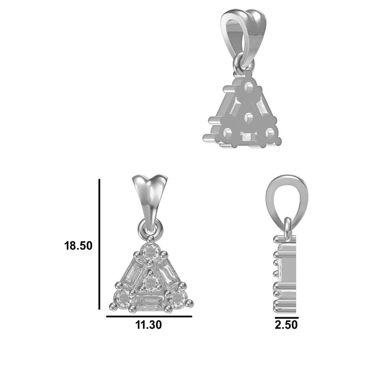 Baguette & Round Lab-Grown Diamond + Solid Gold Triangle Pendant Necklace