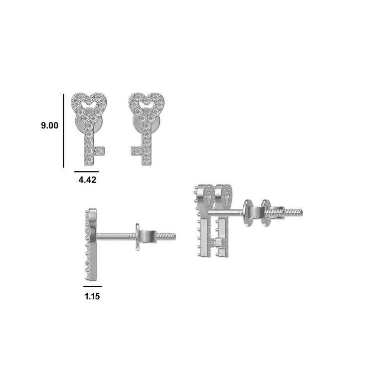 Love is The Key Lab-Grown Diamond Stud + Solid Gold Earrings