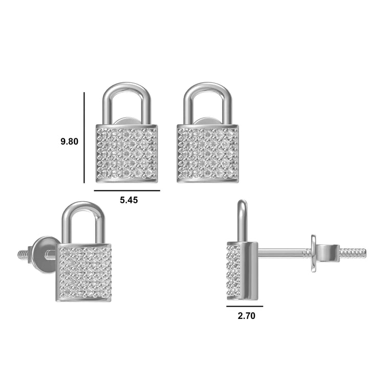 Padlock Lab-Grown Diamond Stud + Solid Gold Earrings