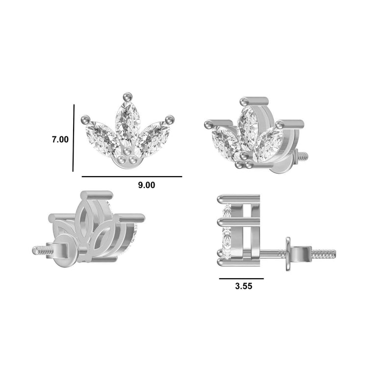 3 Petal Marquise Lab-Grown Diamond Stud + Solid Gold Earrings