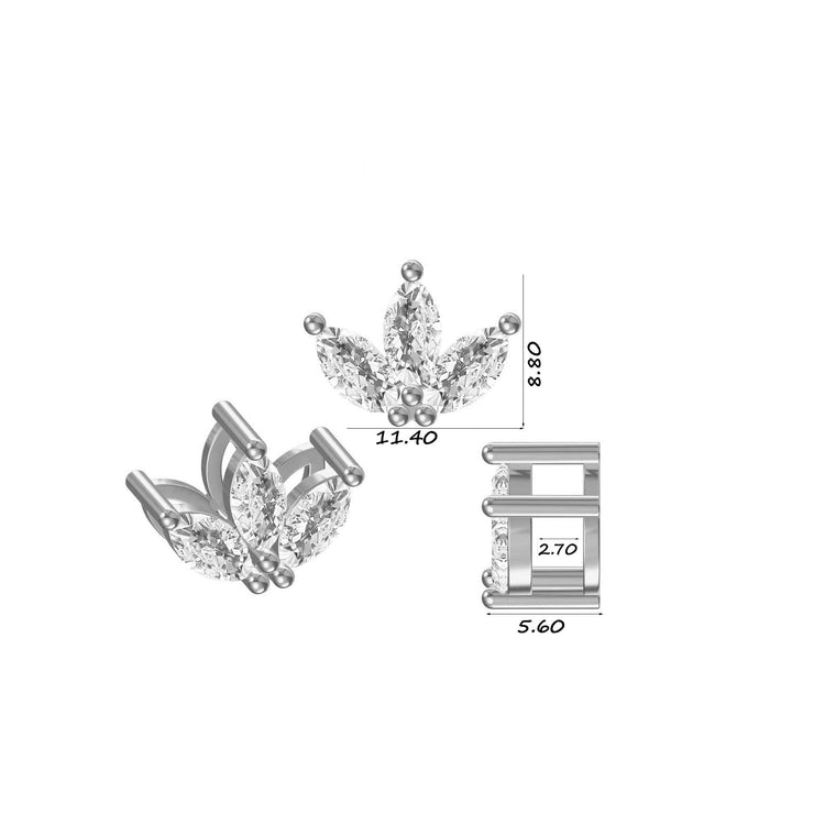 3 Petal Marquise Lab-Grown Diamond + Solid Gold Pendant Necklace